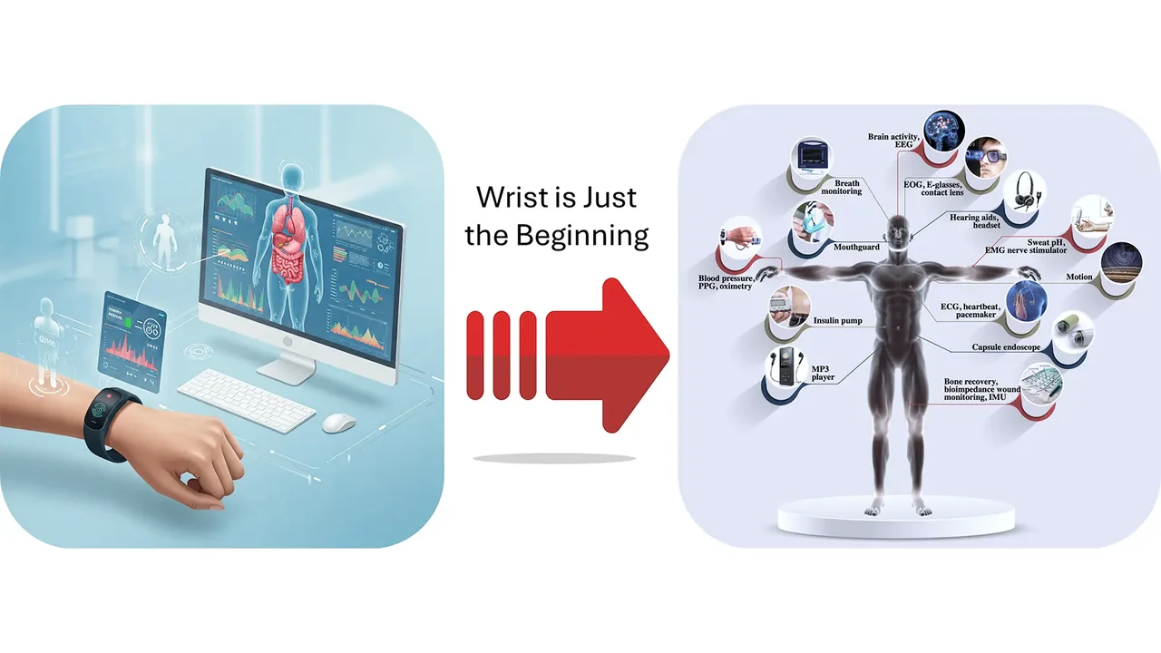Overview of wearable sensing technologies for comprehensive human health monitoring.